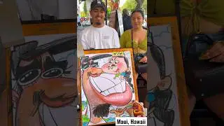 She laughed so much when she saw it 😂😂 #art #hawaii #maui #caricature #lahaina #artist
