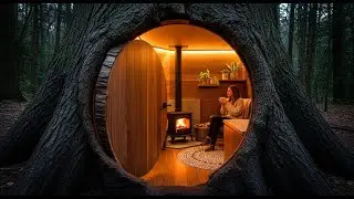 Ultimate Hidden Shelter Modern Luxury Inside a Giant Hollow Tree Trunk ASMR Build & Reveal