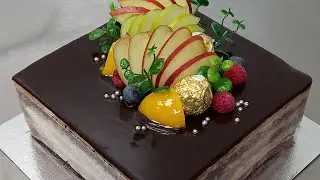 How to make a Semi naked chocolate fruit cake with fresh cream