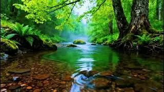 Healing Forest Ambience Sounds | Relaxing River Flowing Sounds | Gentle Birds Chirping Ambience