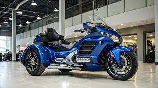 Электрический трайк Honda Gold Wing 2025 года, синяя версия &ndash; раскрыта мощь туристического мотоци...