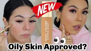 NEW! 👀 Marc Jacobs Extra Shot Caffeine Concealer and Foundation|| WEAR TEST + OILY SKIN REVIEW