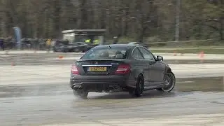 Mercedes C63 Coupe with iPE Exhaust - Drifting onboard and EPIC Burnouts!