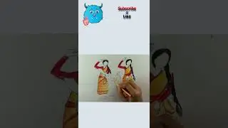 How to Draw Bihu festival dance scene | Bihu celebration scene drawing for card, poster | Shorts |