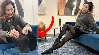 Patterned Black Tights Review! Nylons Stockings Pantyhose Soles Toes Legs Fashion Model