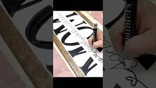 Calligraphy lettering. Writing video. Wood sign. How to hand lettering. DIY #short