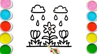 Easy And Beautiful Flowers Drawing, Painting and Coloring for Kids &Toddlers How to Draw Easy Flower