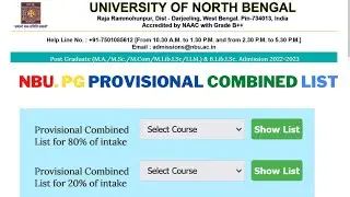NBU PG Provisional Merit list Publish 2022| North Bengal University M.A/M.SC/ M.COM/M.LIB.I.SC list