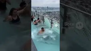 Small Glass Pool Nearly Breaks After Giant Jump 😳