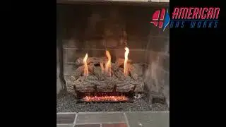 Golden Oak Designer Vent Free Gas Log on G9-20/24/30 Burner, Sold and Install by American Gas Works.