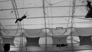 Marg training it up at Trapeze School