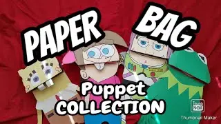 CARTOON PAPER BAG PUPPET COLLECTION ! SPONGEBOB, KERMIT, BUZZ LIGHTYEAR & MORE! | JustinTalksPuppets