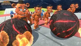 Rainbow Friends Run Uphill With FIREBALLS  -  Animal Revolt Battle Simulator 🎮