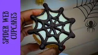 Spooky Spider Cupcakes with chocolate spider web #baking #cakedecorating #easyrecipes #homemade