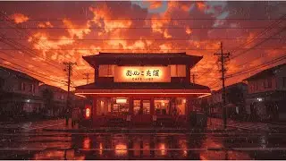 Tokyo Lofi Rain 🌧️ A Warm Caf&eacute; Under a Burning Sunset