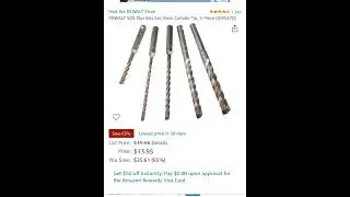 65 % off DEWALT SDS Plus Bits Set, Rock Carbide Tip, 5-Piece