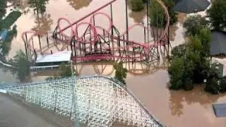 Six Flags Over Georgia Rollercoasters Flooded Under Water