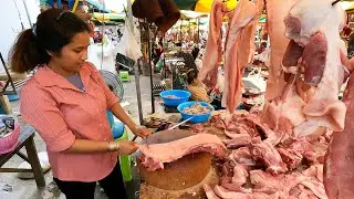 Amazing ! Cambodian Food Market Scenes @Century Plaza & Pochentong Market in Phnom Penh City