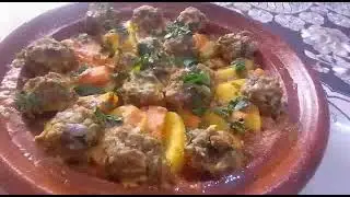 طاجين كريات اللحم المفروم بالخضار🥔🥕  لذيذ حضريه في 10 دقائق👌😍😋