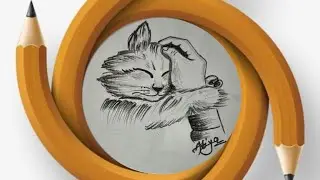 How to draw a cute little cat | pet drawing |To put a hand on a cat head | Live drawing|Easy drawing