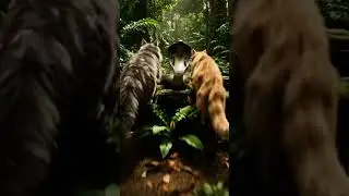 cats are chasing the snake