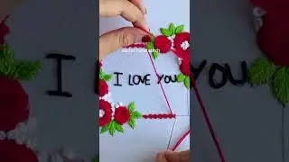 Beautiful red flower rumal design and hoop art embroidery #handembroidery #design #shortvideo
