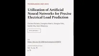 Utilization of Artificial Neural Networks for Precise Electrical Load Prediction | RTCL.TV
