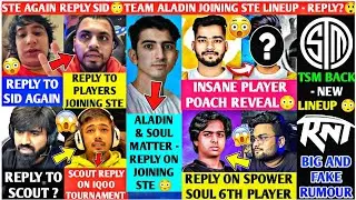 Ghatak REPLY Scout?😳INSANE Player POACH Reveal😱Aladin on Joining STE😲ZEYAN Reply SID😡TSM Bgmi LINEUP