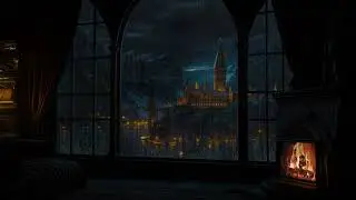 (No Ads) Fall Asleep Instantly | Healing Rain & Cozy Castle Fireplace Ambience for Deep Sleep