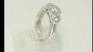 Natural Diamond Engagement 3 Stone Ring 1.04CT Plat Alloy Round Brilliant Sz 4.5 - 34600