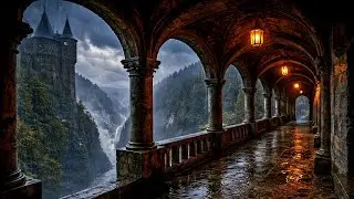 The Most Epic Rain View for Deep Sleep | 4K Storm on the Castle Sky-Bridge