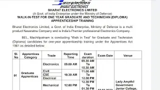 BEL Recruitment 2022 | BEL Apprentice 2022