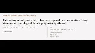 Estimating actual, potential, reference crop and pan evaporation using standard meteo... | RTCL.TV
