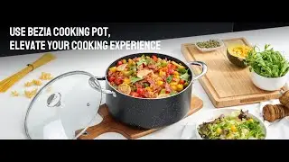 BEZIA 6 Quart Nonstick Cooking Stock Pot, Large Capacity Induction Pot for Soup, Broth, Chili, Stew