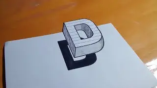 3d floating alphabet D drawing #3d trick art #opticalillusion #creativeart