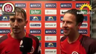 Stephan Andrist und Moritz Kuhn nach dem Spiel SVWW vs. VfL Osnabr&uuml;ck