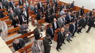 Concentración de hermanos voluntarios en Iglesia Evangélica Pentecostal Neuquén Sur, Argentina.