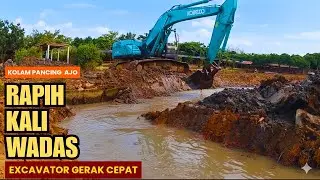 GERAK CEPAT EXCAVATOR ‼️ Rapihkan Tanggul Kali Wadas Pemancingan Ajo Karawang 