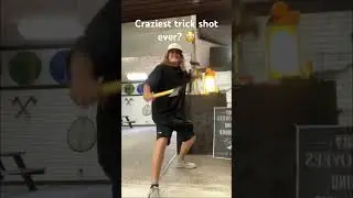 Best axe throwing trick shot! #axethrowing #throwingaxes #archery #funny
