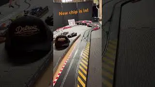 Slot car racing with the digital chip installed! #scalextric #slotcarracing #detroitslotcars