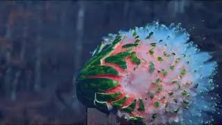 Destroying watermelon with .308 shot (slow motion)