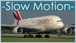 Stunning Airbus A380 Slow Motion Landing at Manchester Airport