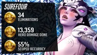 Surefour Insane Widow and Ashe - 34 elims! [ Overwatch Season 27 Top 500 ]