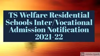 Telangana Social Welfare Residential Schools Intermediate Admission Notification 2021-22