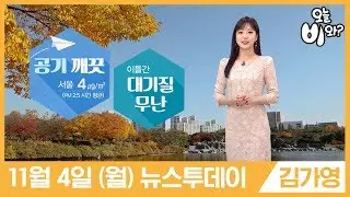 [오늘날씨] 김가영 : 뉴스투데이 기상예보 20191104