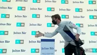 Formula E Driver Antonio Felix Da Costa Acts As if He Received the Trophy from Someone