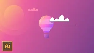 Create a vibrant gradient illustration in Adobe illustrator  | Hot Air Balloon Illustration