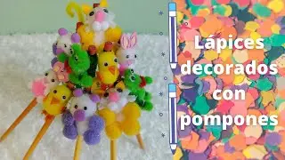 Lápices decorados con animales de pompones, paso a paso!♥