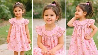 Round yoke baby frock designcutting and stitching | baby frock cutting and stitching