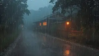 Thunderstorm Rain in Japanese Jungle 🌿 Night Rain Sounds for Deep Sleep